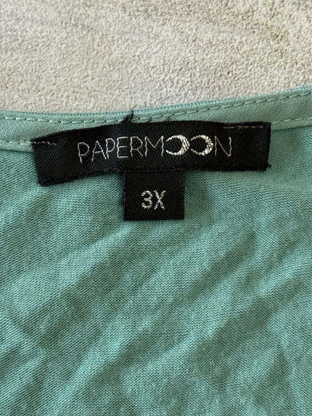 Papermoon Plus Size 3X Seafoam Green Sleeveless Zipper‎ V-Neck Blouse - Picture 2 of 4